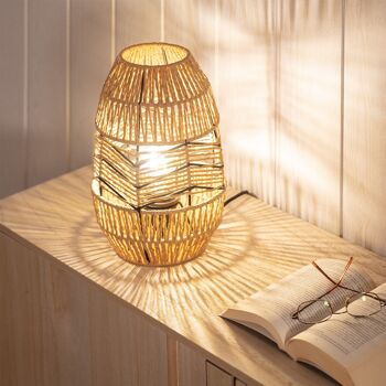 Lampe de table en papier tressé naturel Ledkia Beyawo 3