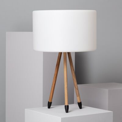 Ledkia Lampe de Table d'Extérieur Bois Makaik Blanc