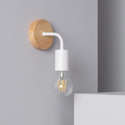 Ledkia Lámpara de Pared de Madera y Metal Jedali Blanco