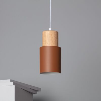 Ledkia Pendant Lamp Metal and Wood Kidonge Brown