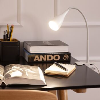 Lampe de bureau Ledkia Flexo en métal avec pince Dandy blanche 2