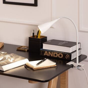 Lampe de bureau Ledkia Flexo en métal avec pince Dandy blanche 3