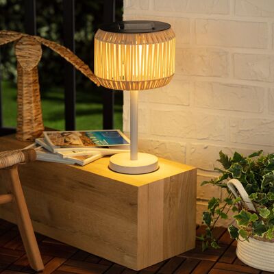 Ledkia Lampe de table d'extérieur LED solaire Nygala Naturel