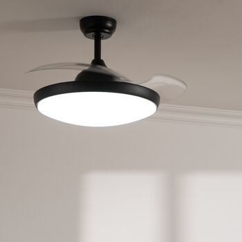 Ledkia Black Kourak Ventilateur de Plafond LED 106cm Noir Moteur DC 5