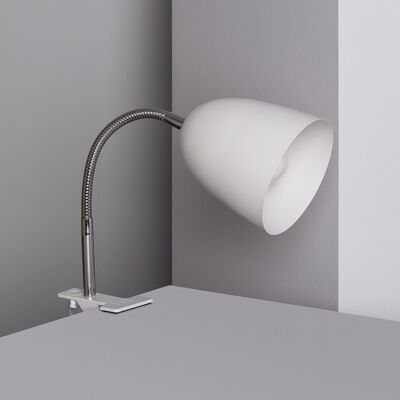 Lampe de bureau Ledkia Flexo en métal avec pince Ripley Blanc