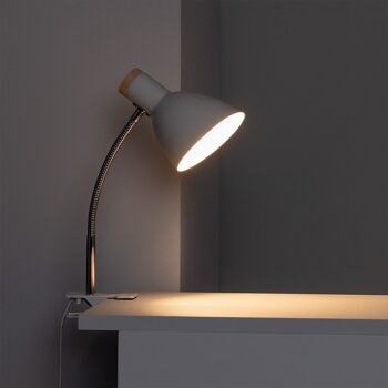 Lampe de bureau Ledkia Flexo en métal avec pince Benzal blanche 9