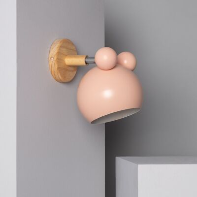 Ledkia Children's Wood and Metal Wall Lamp Pink Mimi