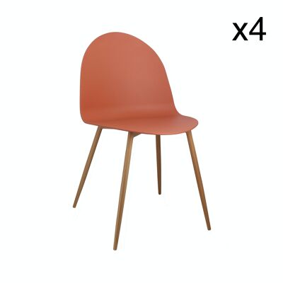 SET OF 4 POLYPROPYLENE TERRACOTTA CHAIRS 54X47XH81CM NELLY