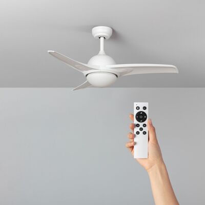 Ventilatore da soffitto silenzioso TechBrey Aran bianco motore CC da 107 cm