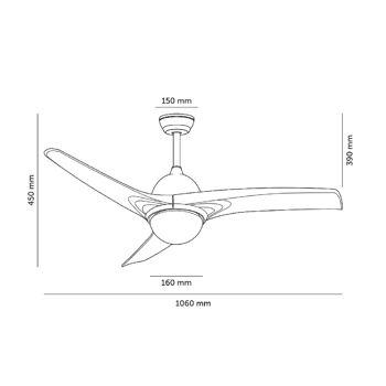 TechBrey Ventilateur de Plafond Silencieux Aran Blanc 107cm Moteur DC 2