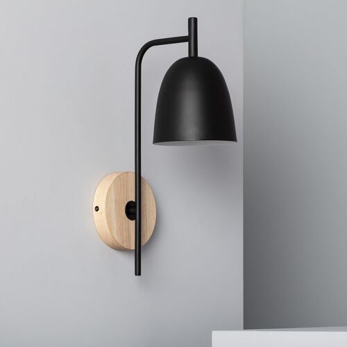 Ledkia Lámpara de Pared de Madera y Metal Fresne Negro