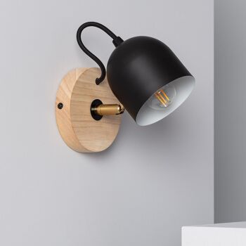 Ledkia Applique Bois et Métal Acalco Noir 1