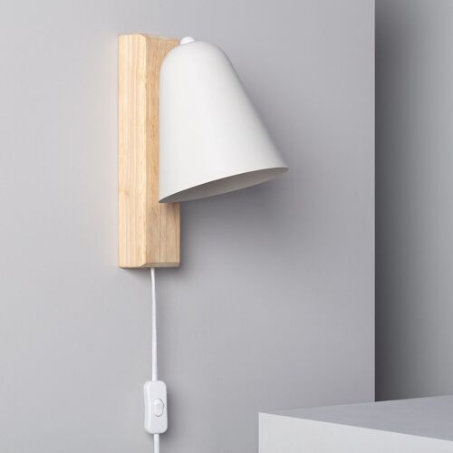 Ledkia Lámpara de Pared de Madera y Metal Mysen Blanco