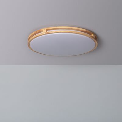 Plafonnier LED Ledkia 20W Circulaire Bois Ø405 mm CCT Sélectionnable Donati Bois