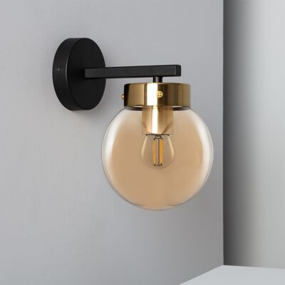 Ledkia Metal and Glass Wall Lamp Cawu Black