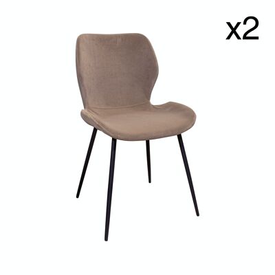 SET OF 2 CHAIRS IN SMOOTH TAUPE VELVET WITH BLACK METAL LEGS 53X46X83.5CM IBRA