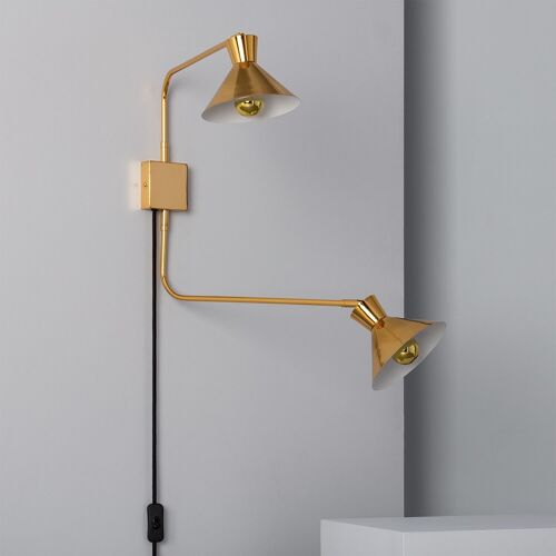 Ledkia Lámpara de Pared de Metal Siamés 2 Focos Dorado