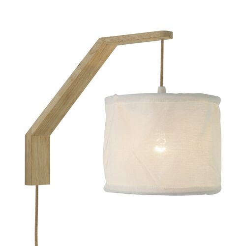 Ledkia Lámpara de Pared de Madera y Tela Kanzu Circular Madera Natural