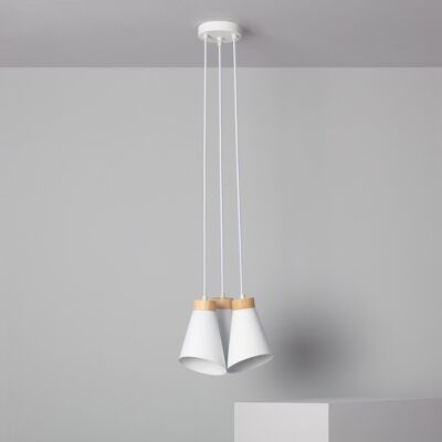 Ledkia Lámpara Colgante Metal y Madera Itai Blanco