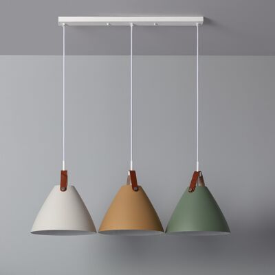Ledkia Pendant Lamp Metal and Leather Strom Multicolor
