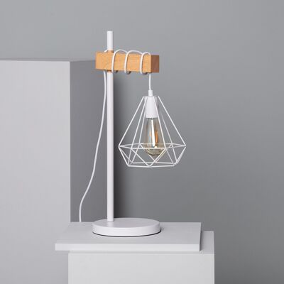 Ledkia Sardo White Metal and Wood Table Lamp