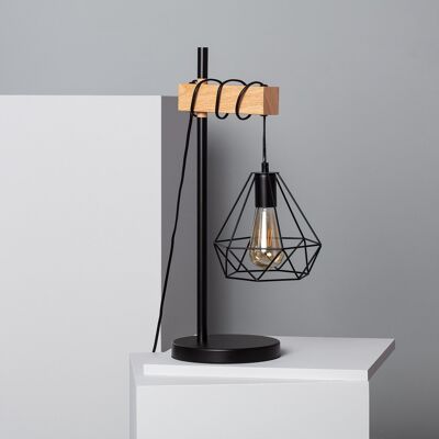 Ledkia schwarze Sardo-Tischlampe aus Metall und Holz