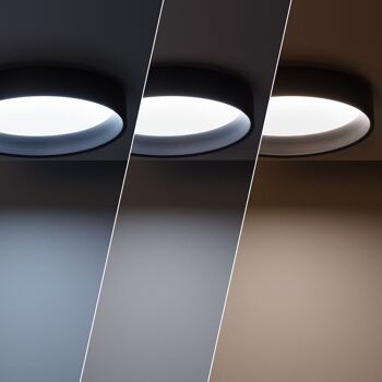 Plafonnier LED Ledkia 20W Circulaire Métal CCT Sélectionnable Ø450 mm Noir Design Sélectionnable (Chaud-Neutre-Froid) 6