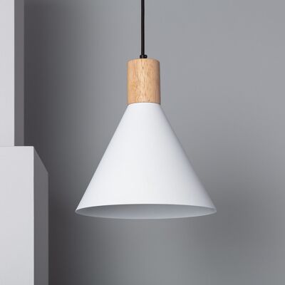 Ledkia Lámpara Colgante Metal y Madera Arbat Blanco