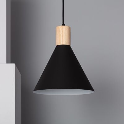 Ledkia Lámpara Colgante Metal y Madera Arbat Negro