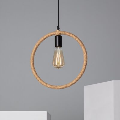 Ledkia Hanging Lamp Rope and Metal Maumbo Circular Natural