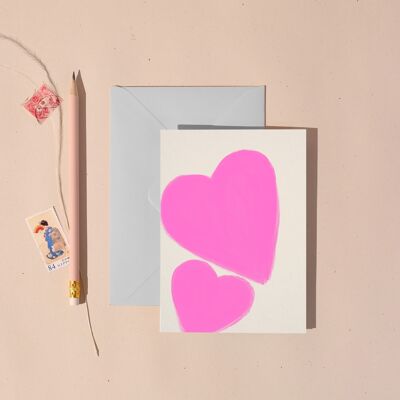Carte de Saint Valentin coeurs néon | Carte d'amour