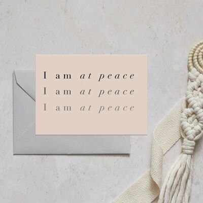 Tarjeta de nota de afirmación del mantra de la paz
