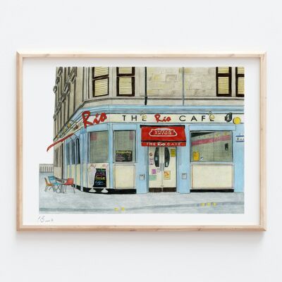 Rio Cafe, Glasgow - Impresión de ilustración A4