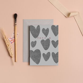 Love U Black Hearts Carte de voeux Saint Valentin | Saint Valentin | Carte d'amour 1