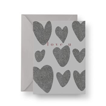 Love U Black Hearts Carte de voeux Saint Valentin | Saint Valentin | Carte d'amour 2