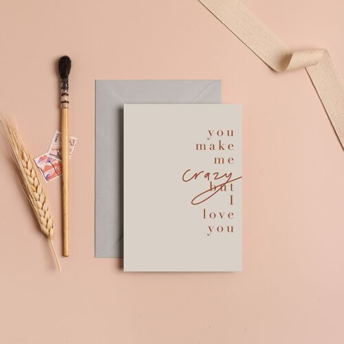 Crazy Love Greeting Card Valentine's Day | Valentines Love Card 