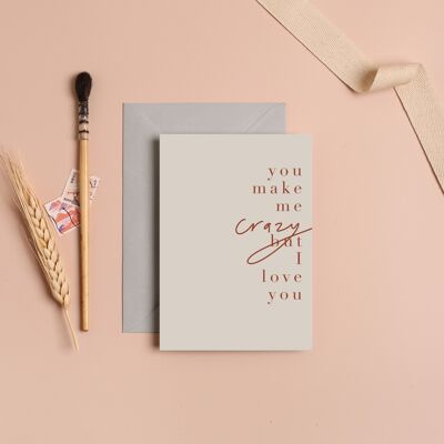 Crazy Love Grußkarte Valentinstag | Valentinstag-Liebeskarte