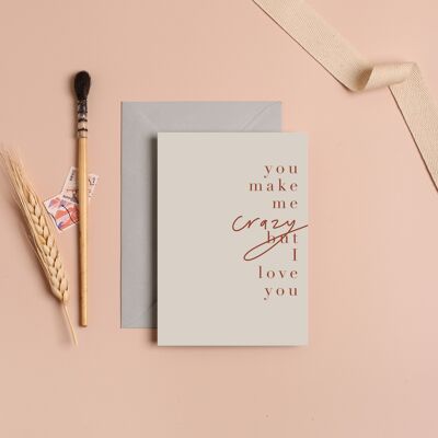 Crazy Love Carte de voeux Saint Valentin | Carte d'amour Saint Valentin