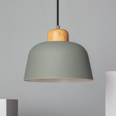 Ledkia Lampada a Sospensione Metallo e Legno Wawak Verde Celadon