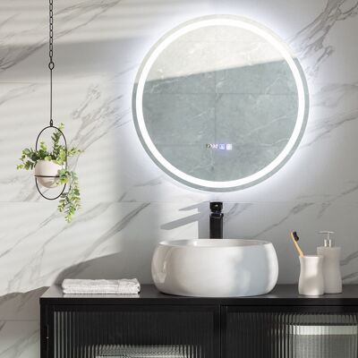 Miroir de salle de bain Ledkia avec lumière LED Ø60 cm Stiniva sélectionnable (chaud-neutre-froid)