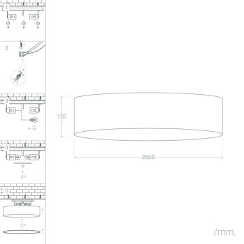 Ledkia Plafonnier Circulaire Tissu Ø500 mm Ranje Noir 8