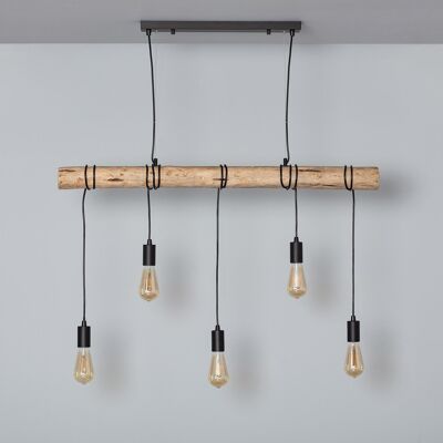 Ledkia Suspension Métal et Bois Yagis Noir