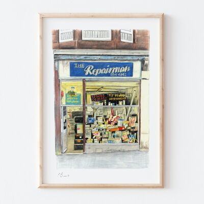 The Repairman Shopfront - A3 Illustrationsdruck