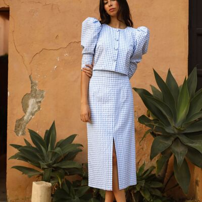 ANNA blaues Gingham-Set