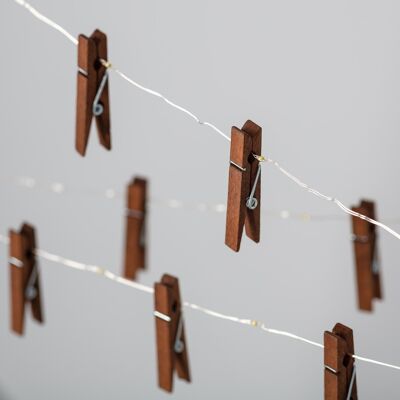 Ledkia LED Garland with Wooden Clips 1.2m Warm White 2700K - 3000K