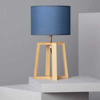 Lampe de table en bois Ledkia Korsade Bleu
