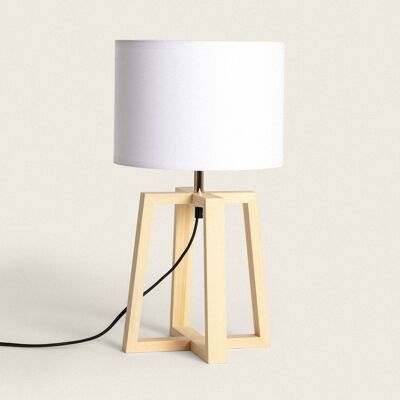 Lampe de table en bois Ledkia Korsade Blanc