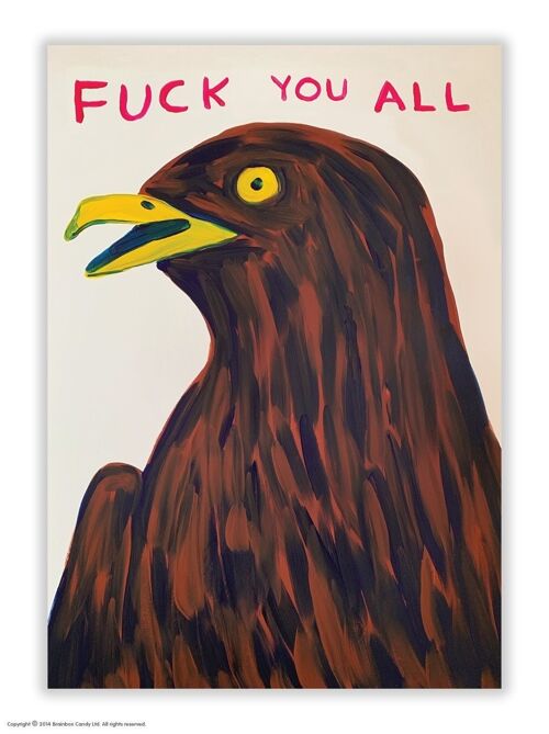 Postcard - Funny A6 Print - Brown Bird Fuck You All