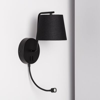 Ledkia Metal Wall Lamp with Flexo LED for Reading Kuomba Black