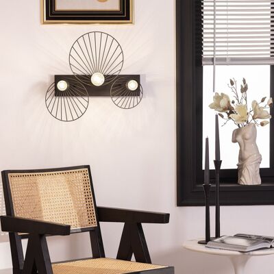 Ledkia Aplique de Pared de Metal 3 Focos Kibanda Koto Negro